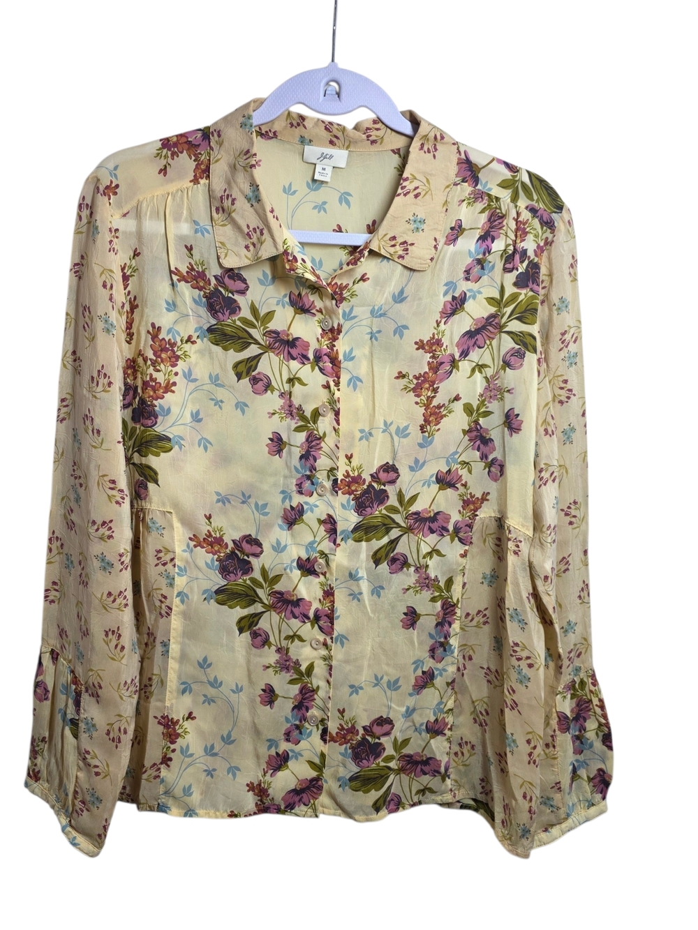 J Jill Sheer Retro Floral Button Down Women's Shirt - Picture 2 of 14